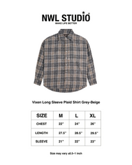 Vixen Long Sleeve Plaid Shirt Grey-Beige