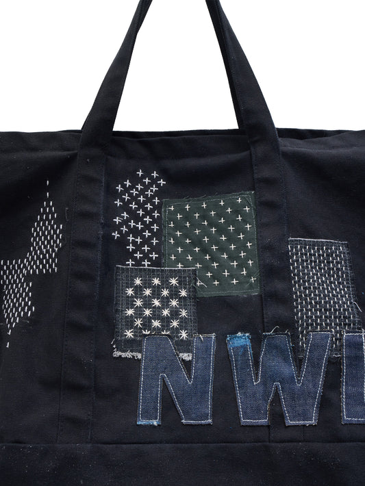 1of1 Black Sashiko Patchwork Tote Bag 07