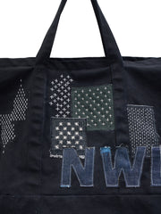 1of1 Black Sashiko Patchwork Tote Bag 07