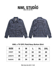 NWL x TV OFF, Plaid Navy Botton Shirt (For Reserve,Ship on 04/09/26)