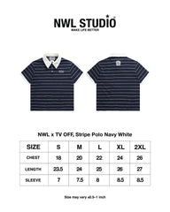NWL x TV OFF, Stripe Polo Navy (For Reserve,Ship on 04/09/26)