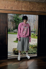 Momo Distressed Crewneck Sweatshirt Pink