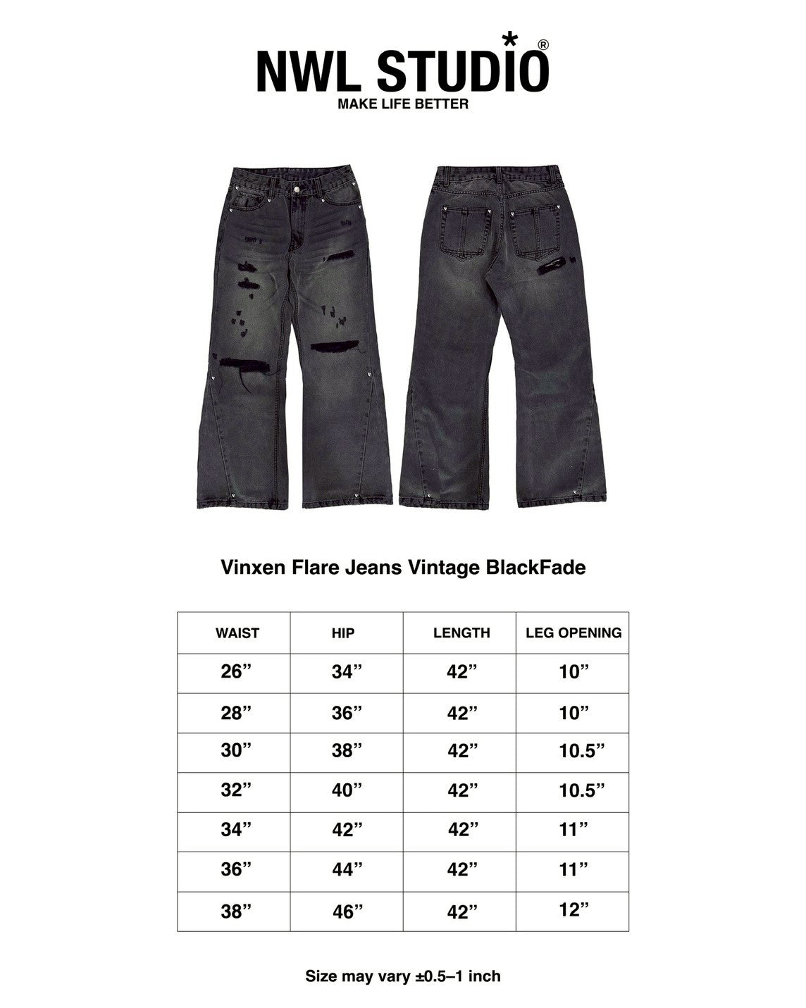 Vixen Flare Jeans Vintage BlackFade