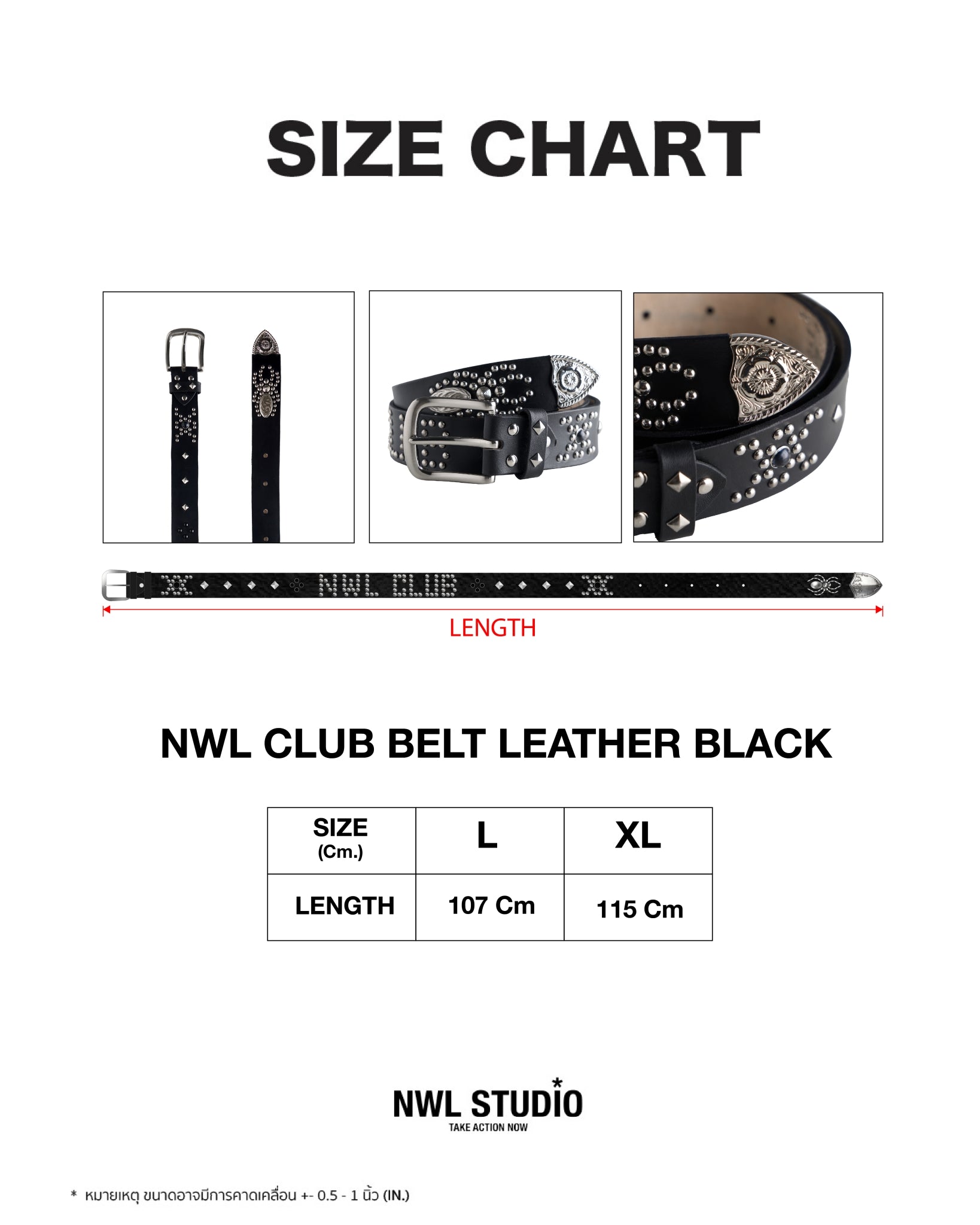 OOTB 09 Nwl Club Belt Leather Black *Handmade* (Pre-order/15-45 days)