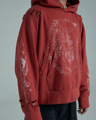 44TEES 26 Hoodie Red Faded