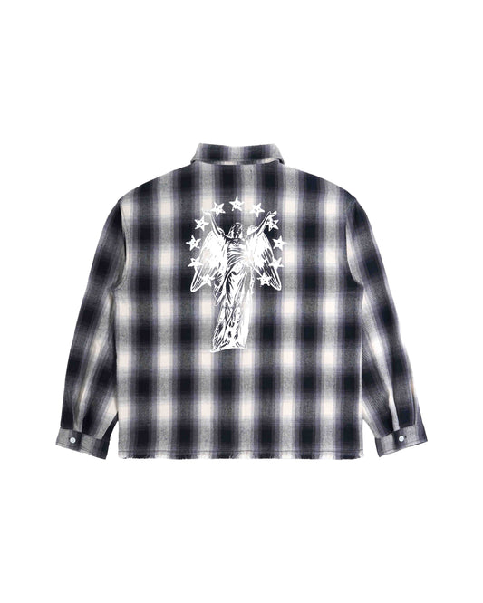 Plaid Long Sleeve Shirt Black-White
