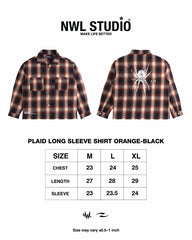 Plaid Long Sleeve Shirt Orange-Black