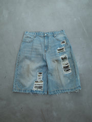 Jorts Denim Light Fade Camo Patchworks
