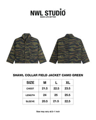 Shawl Collar Field Jacket Camo Green
