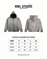 44TEES 02 Hoodie Zip Faded