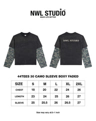 44TEES 30 Camo Sleeve Boxy Faded
