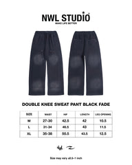 Double Knee Sweat Pant Black Fade