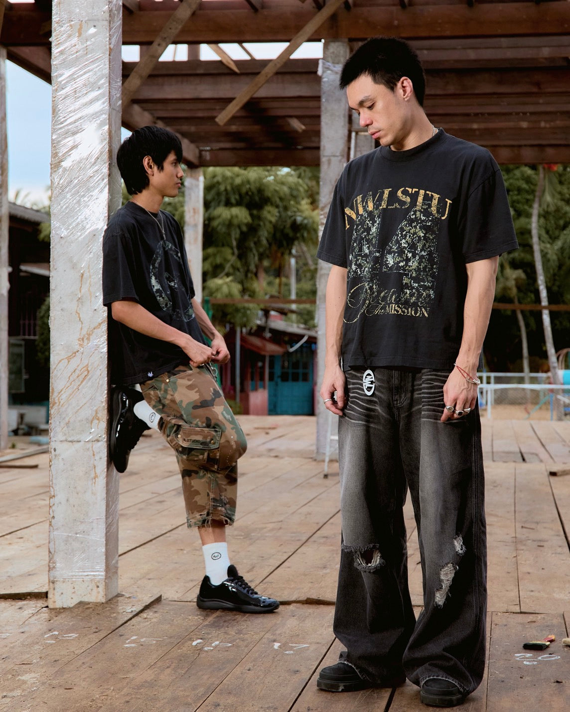 DM10 Forty4 Camo Boxy T-Shirt Dark Fade