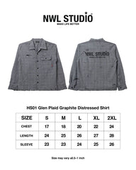 Glen Plaid Graphite Distressed Shirt