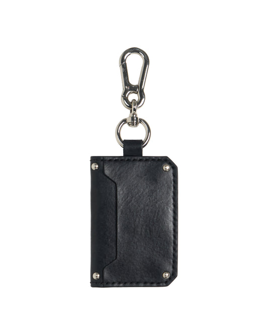 Leather Card Holder Black Silverpin *Handmade*