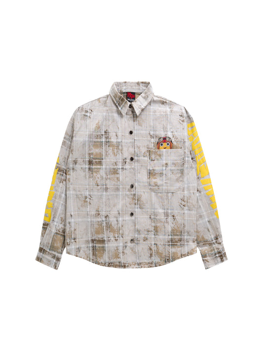 Chiquitita Overdyed Plaid Longsleeve Botton Shirt Brown