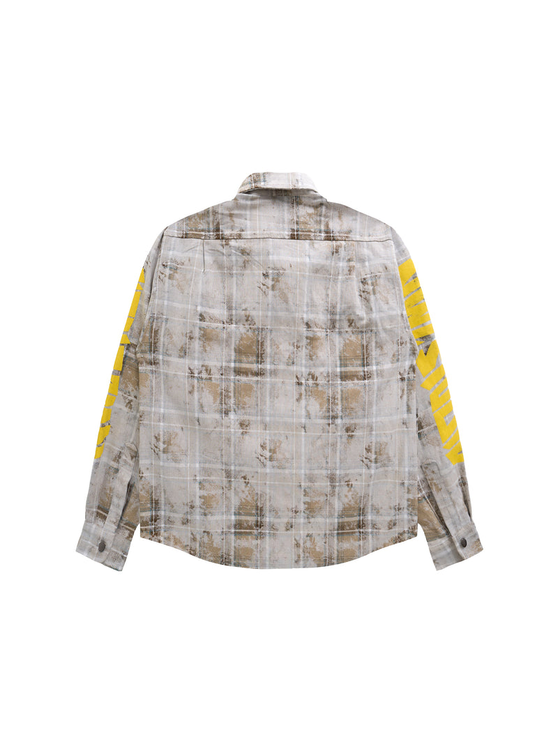 Chiquitita Overdyed Plaid Longsleeve Botton Shirt Brown