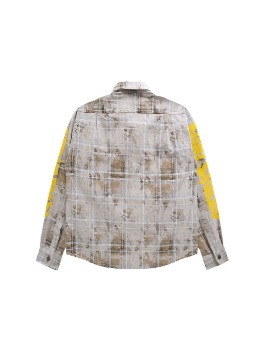 Chiquitita Overdyed Plaid Longsleeve Botton Shirt Brown