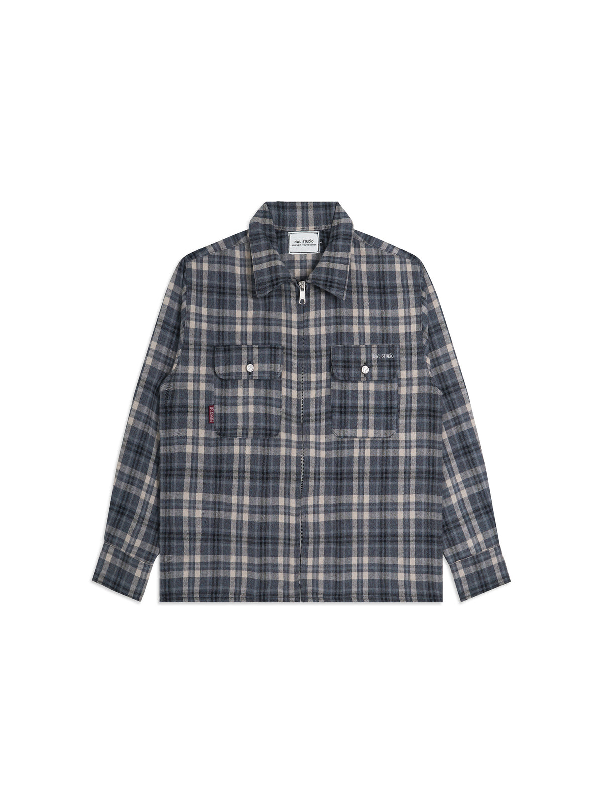 NWL Plaid Long Sleeve Zipper Jacket Blue (Pre-order 15-25 days)
