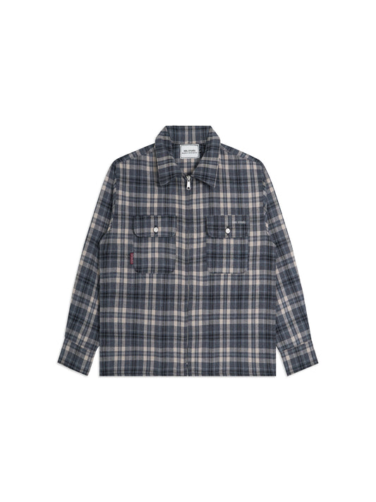 NWL Plaid Long Sleeve Zipper Jacket Blue (Pre-order 15-25 days)