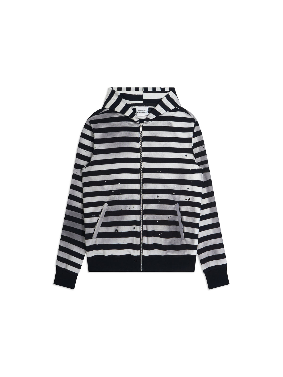 Stripes Zebra Zipped Hoodie Boxy