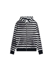 Stripes Zebra Zipped Hoodie Boxy