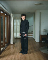 DOUBLE RAW DENIM BAGGY BLACK