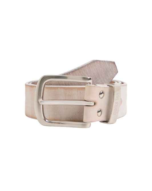 Leather White Belt Distressed Faded *HANDMADE* (Pre-order 30-45 Days)