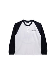 Raglan Long Sleeve Waffle Black-White