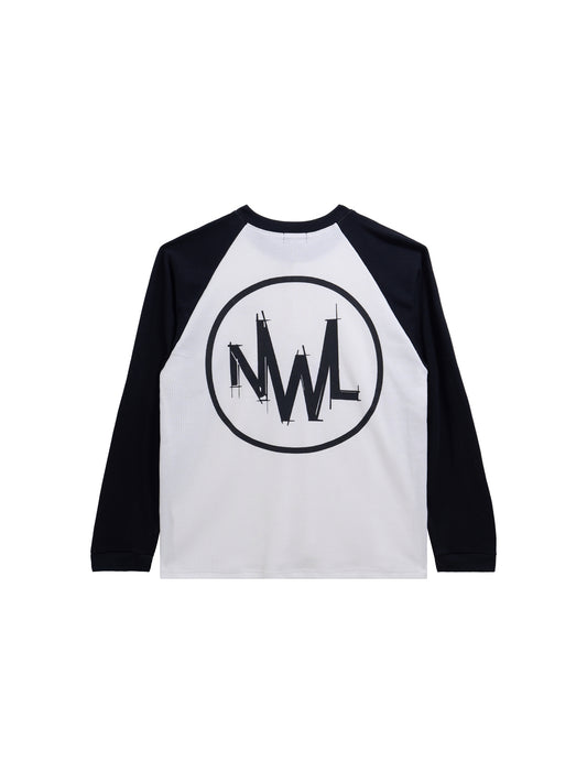 Raglan Long Sleeve Waffle Black-White