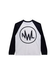 Raglan Long Sleeve Waffle Black-White