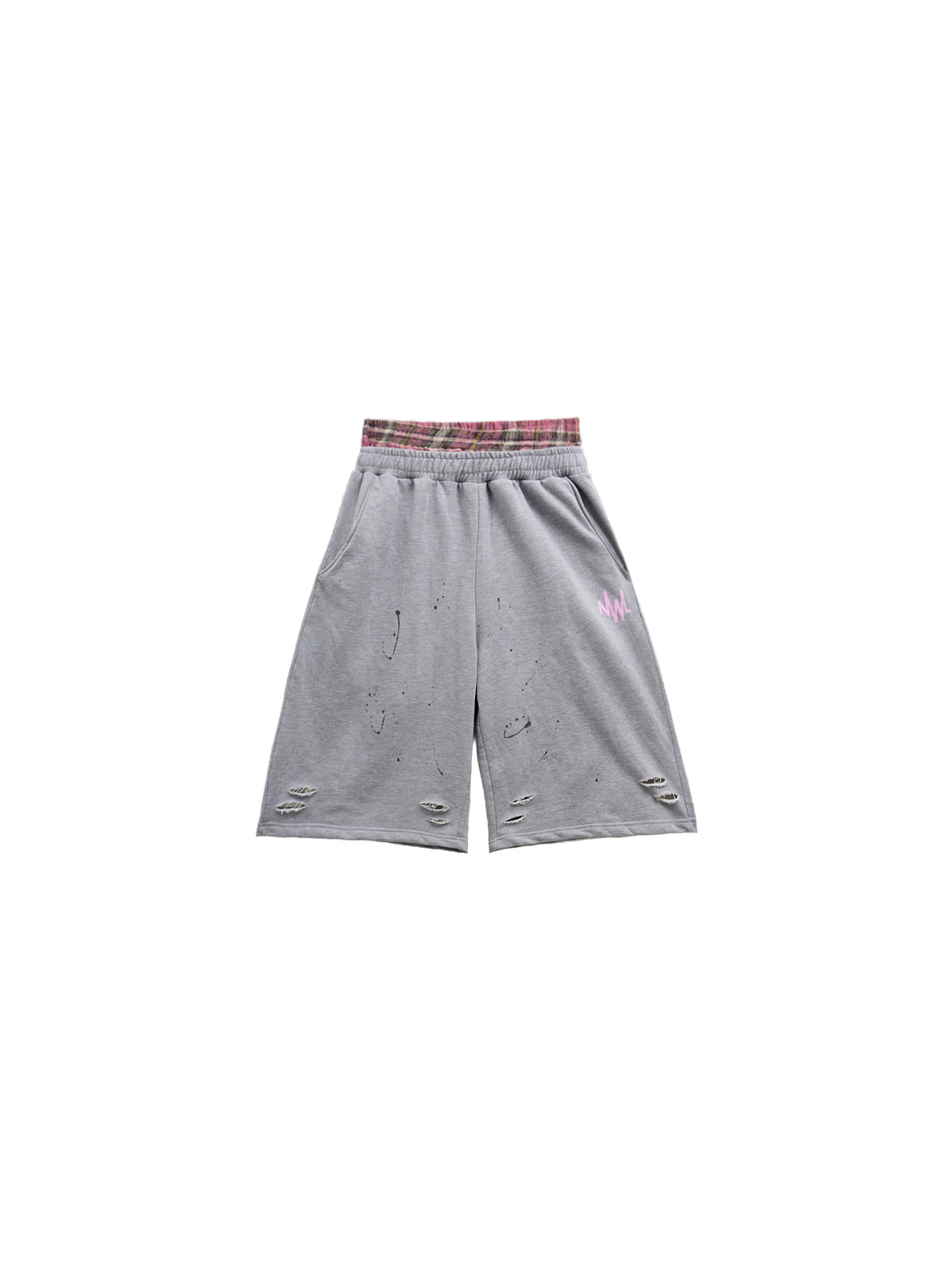 Dandadan Layered Plaid Short Grey
