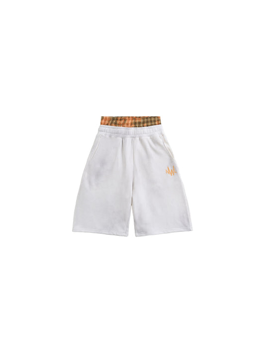 Dandadan Layered Plaid Short White