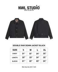 DOUBLE RAW DENIM JACKET BLACK