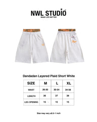 Dandadan Layered Plaid Short White