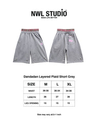 Dandadan Layered Plaid Short Grey